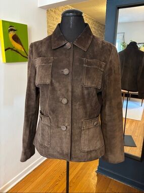 Danier Women's Brown Suede Button-Front Jacket